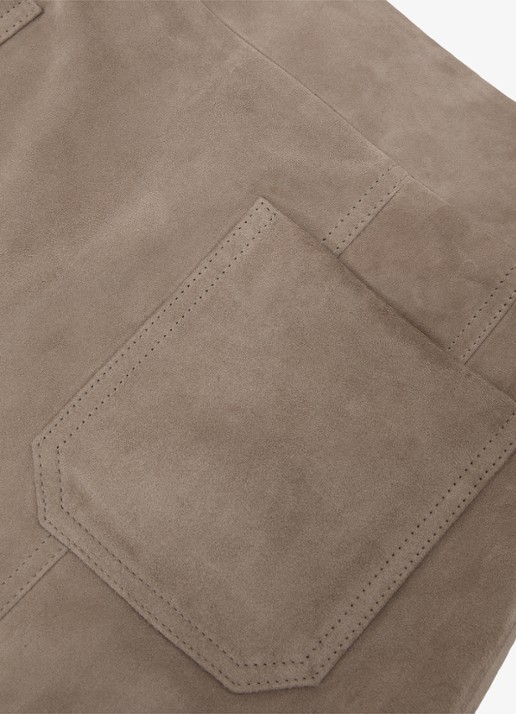 Reiss Vida minirok van geitensuède met opstikzakken - detail 3 beige