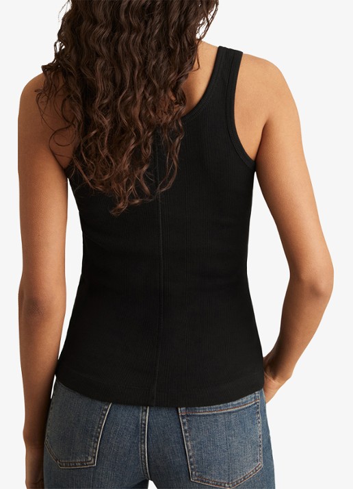 Reiss VIOLET Stretch-Cotton Ribbed Vest - achterkant 3 zwart
