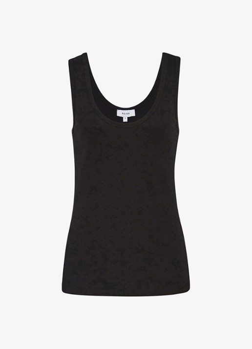 Reiss VIOLET Stretch-Cotton Ribbed Vest - voorkant zwart