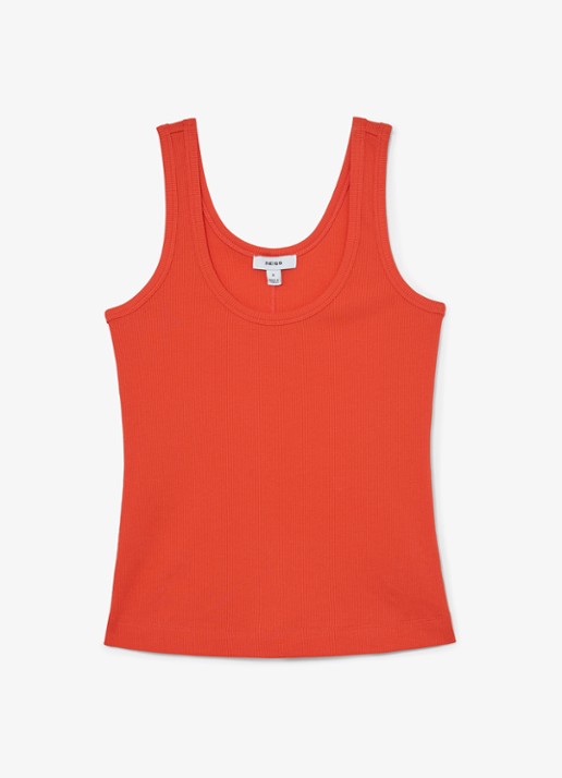 Reiss VIOLET Stretch-Cotton Ribbed Vest - voorkant coral pink / roze