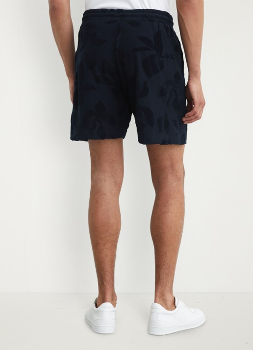 Reiss Voss straight fit korte broek van badstof - achterkant 6 donkerblauw