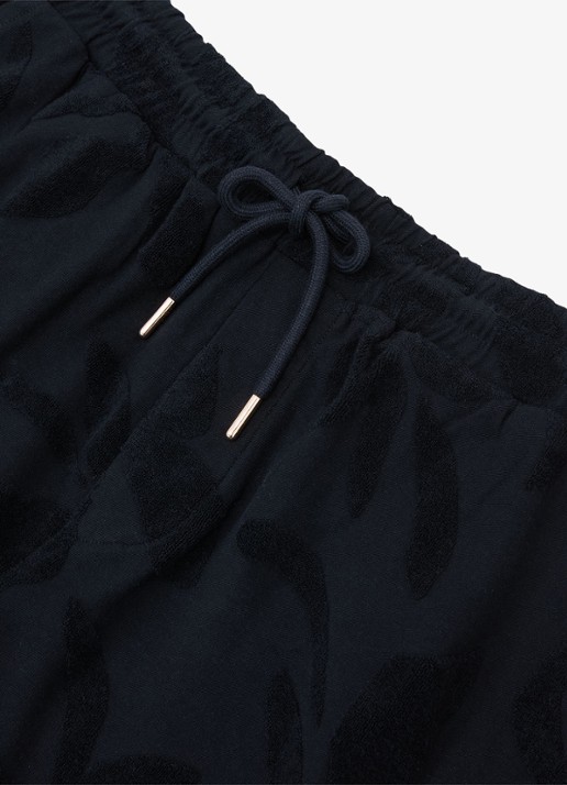 Reiss Voss straight fit korte broek van badstof - detail 5 donkerblauw