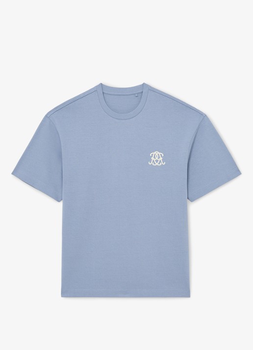 Reiss Walton T-shirt met logo- en backprint - voorkant 2 lichtblauw
