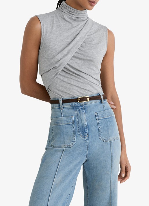 Reiss Wanda top met plooien - detail 2 grey marl / grijs