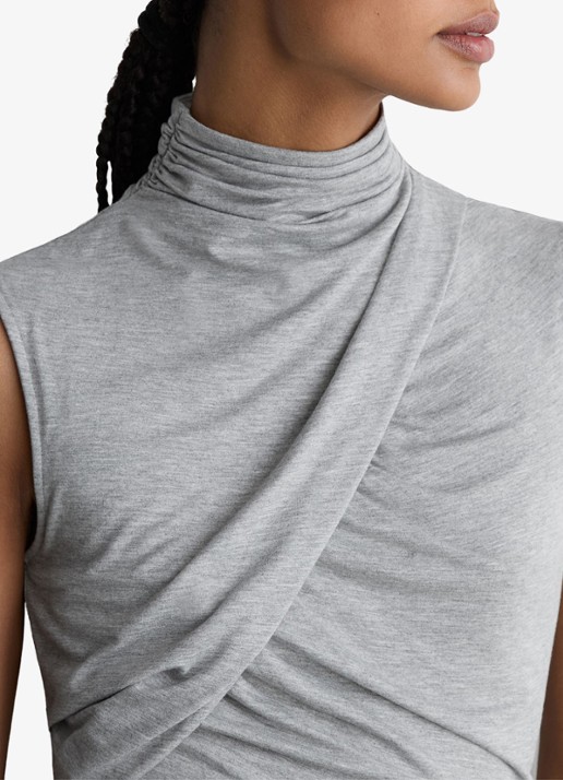Reiss Wanda top met plooien - detail 4 grey marl / grijs