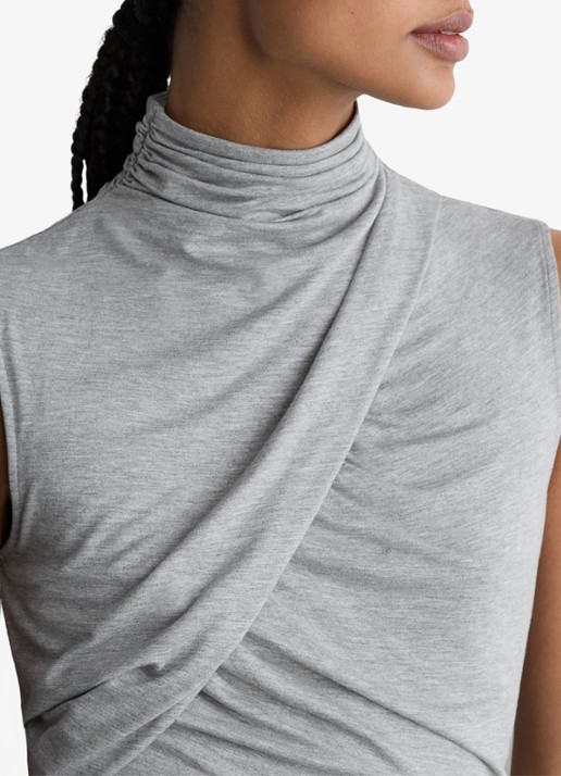 Reiss Wanda top met plooien - detail 5 grey marl / grijs