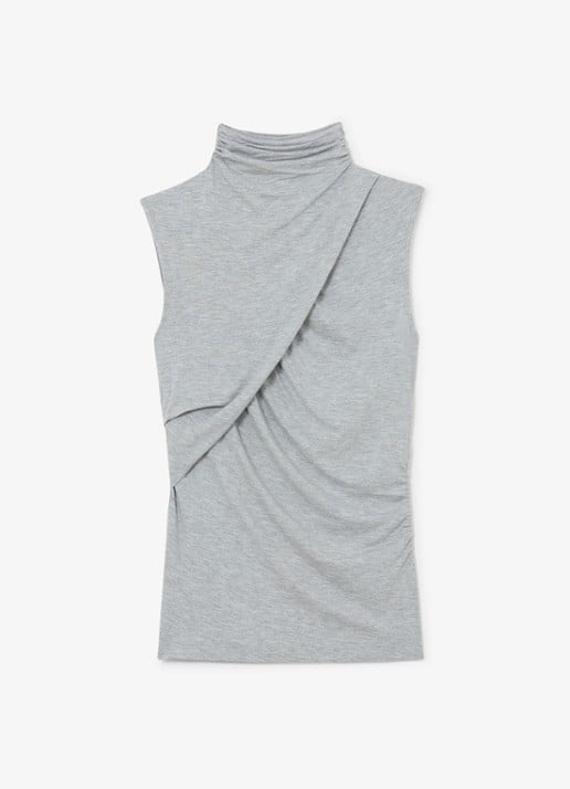 Reiss Wanda top met plooien - voorkant grey marl / grijs