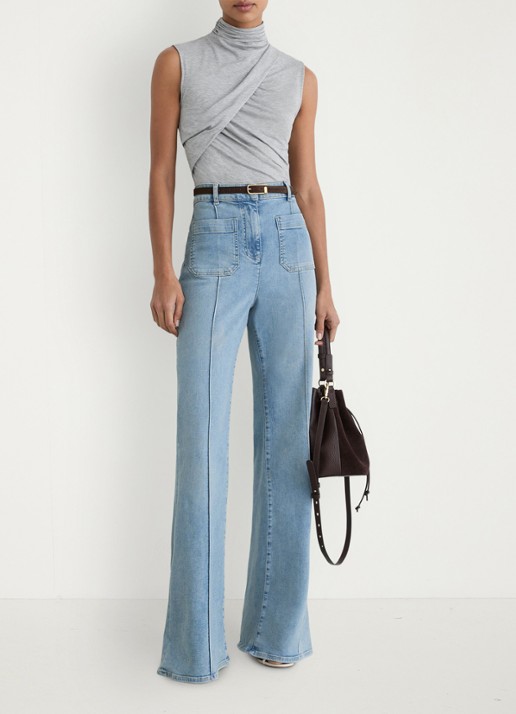Reiss Wanda top met plooien - voorkant 6 grey marl / grijs
