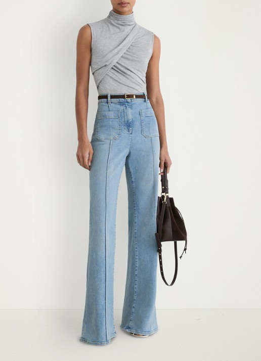 Reiss Wanda top met plooien - voorkant 2 grey marl / grijs