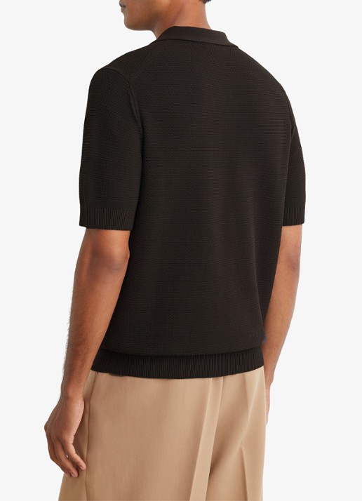 Reiss Warren grofgebreide regular fit polo - achterkant 7 bruin