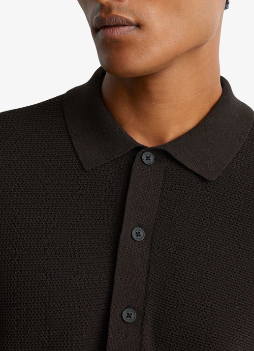 Reiss Warren grofgebreide regular fit polo - detail 2 bruin