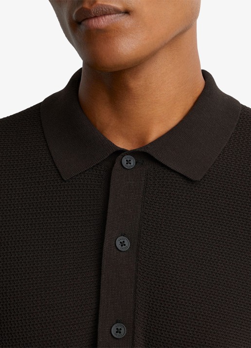 Reiss Warren grofgebreide regular fit polo - detail 3 bruin
