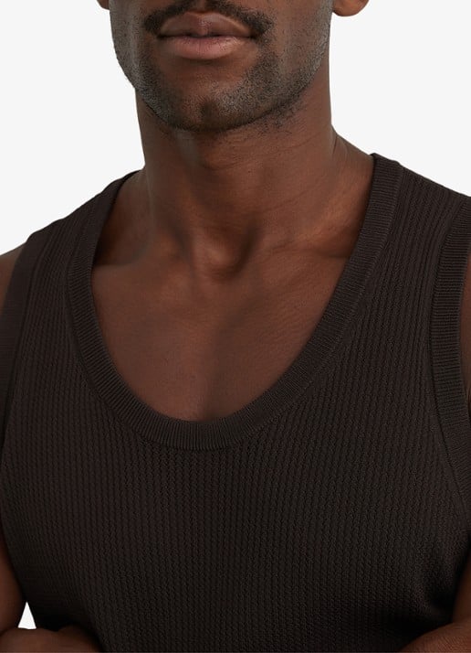 Reiss Watson singlet met structuur - detail 2 chocoladebruin