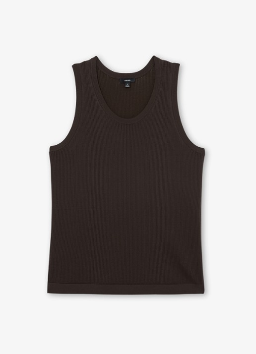 Reiss Watson singlet met structuur - voorkant 6 chocoladebruin