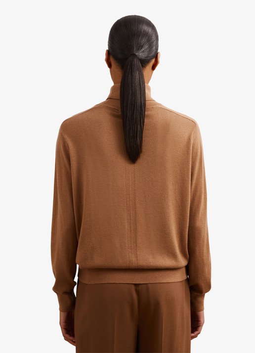 Reiss Wendy fijngebreide trui van wol met col - achterkant camel