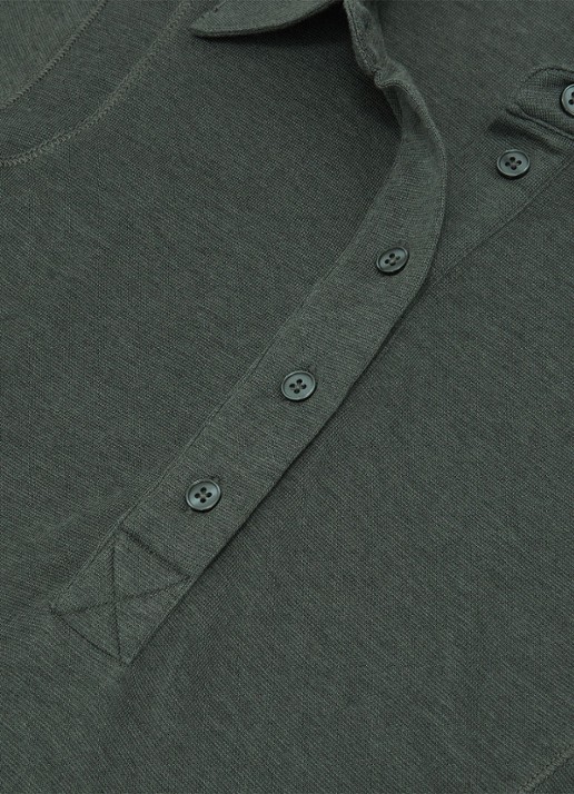 Reiss Wendy polo top van lyocell en wol  - detail 4 groen