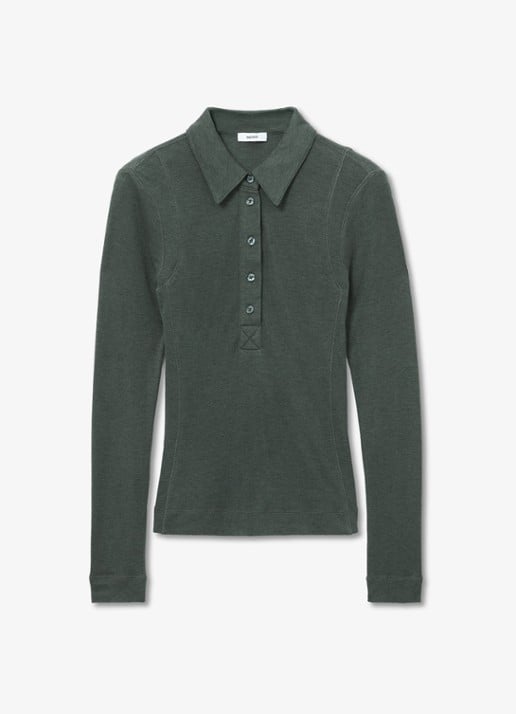 Reiss Wendy polo top van lyocell en wol  - voorkant 5 groen