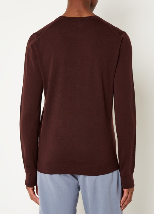 Reiss Wessex fijngebreide pullover van merino wol - achterkant 2 bordeauxrood