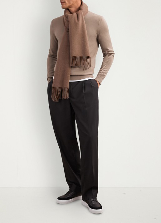 Reiss Wessex sweater van merino wol - voorkant 6 camel