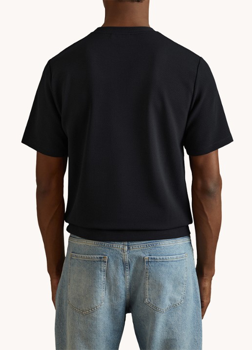 Reiss Wick T-shirt met structuur - achterkant donkerblauw