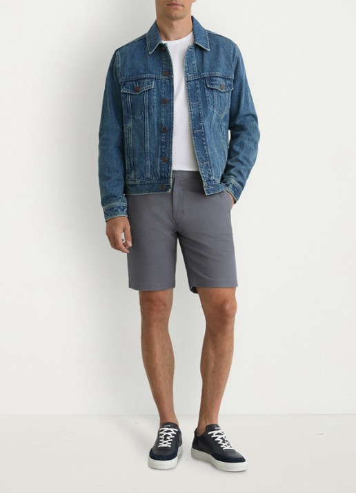 Reiss Wide fit korte chino met structuur - voorkant 3 airforce blue / blauw