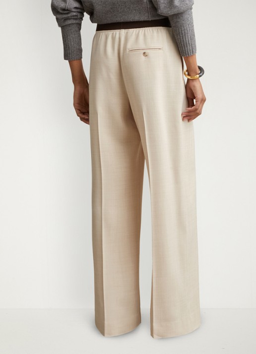 Reiss Wilde mid waist wide fit pantalon met steekzakken - achterkant 3 beige
