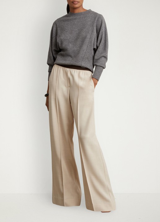 Reiss Wilde mid waist wide fit pantalon met steekzakken - voorkant 2 beige