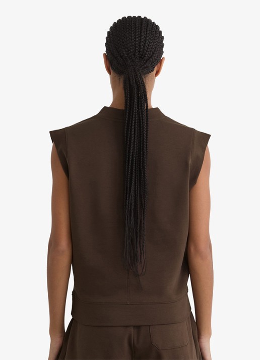 Reiss Willa top met V-hals - achterkant chocoladebruin