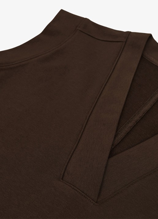 Reiss Willa top met V-hals - detail 4 chocoladebruin
