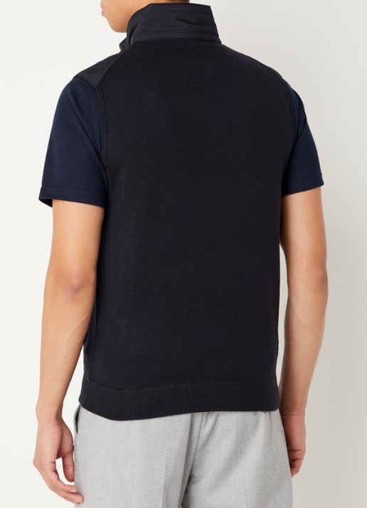 Reiss William fijngebreid gilet in wolblend met gewatteerd voorpand - achterkant 4 donkerblauw