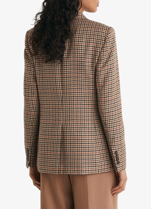 Reiss Willow double-breasted blazer van wol met pied-de-poule dessin - achterkant 5 lichtbruin