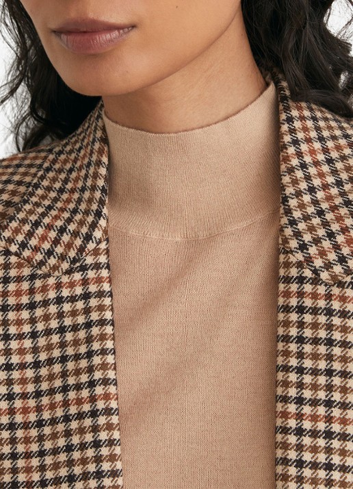 Reiss Willow double-breasted blazer van wol met pied-de-poule dessin - detail 2 lichtbruin
