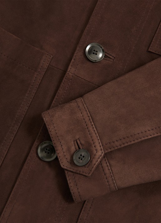 Reiss Wilstead lerenjas van suède - detail 6 chocoladebruin
