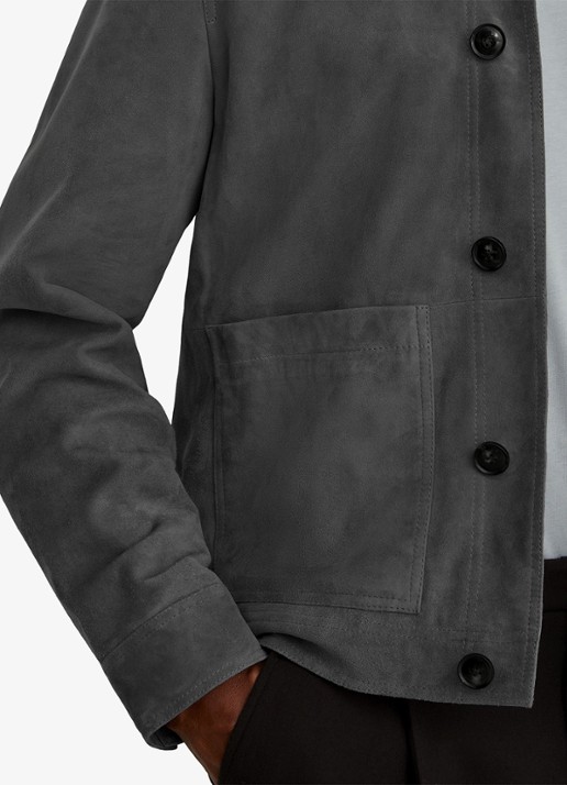 Reiss Wilstead lerenjas van suède - detail 2 blauw
