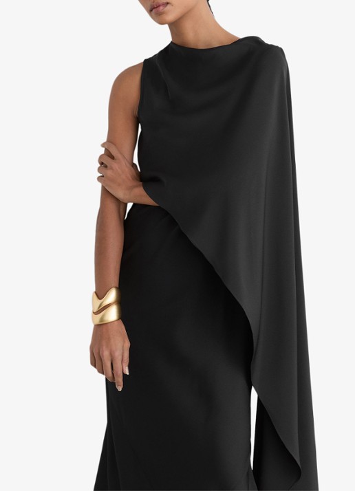 Reiss Winnie maxi jurk met cape - detail 7 black / zwart