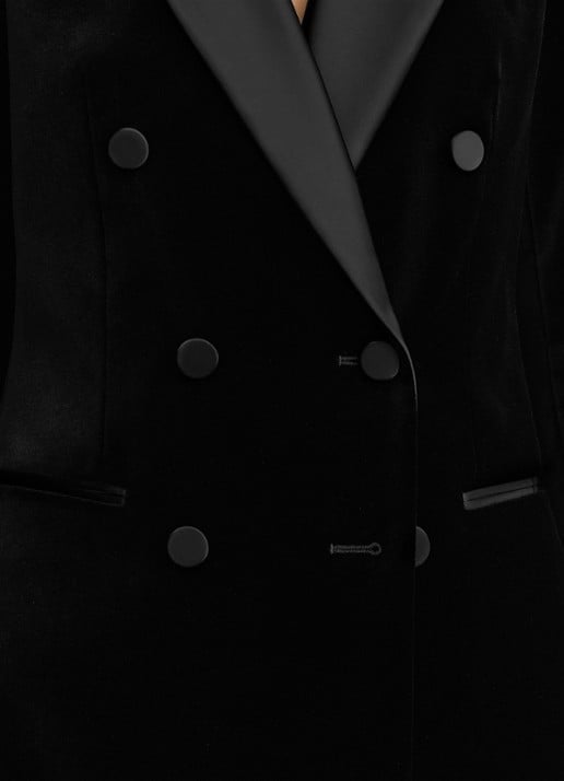 Reiss Wren double-breasted blazer van fluweel met paspelzakken - detail 3 black / zwart