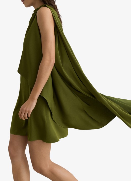 Reiss Wrenley mini jurk met gedrapeerd detail - detail 3 olijfgroen