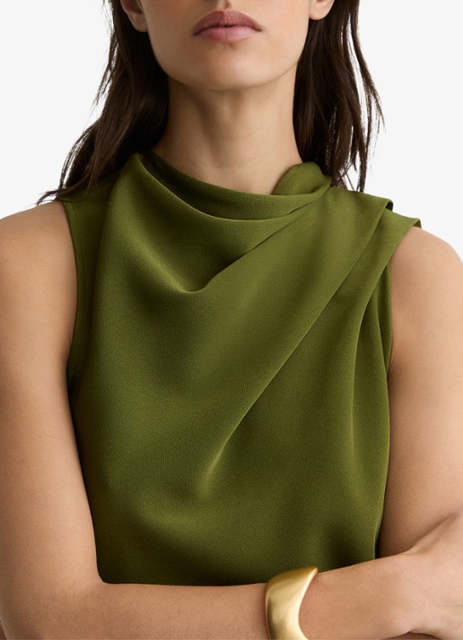 Reiss Wrenley mini jurk met gedrapeerd detail - detail 4 olijfgroen