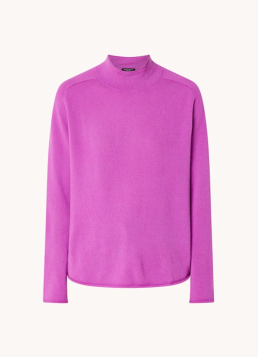 Repeat Fijngebreide coltrui van  kasjmier  - voorkant 2 violet