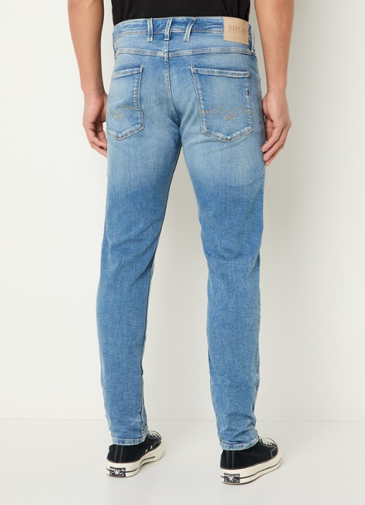Replay 573 slim fit jeans met lichte wassing - achterkant indigo