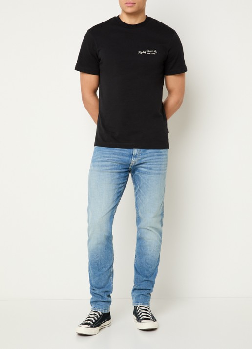 Replay 573 slim fit jeans met lichte wassing - voorkant 5 indigo