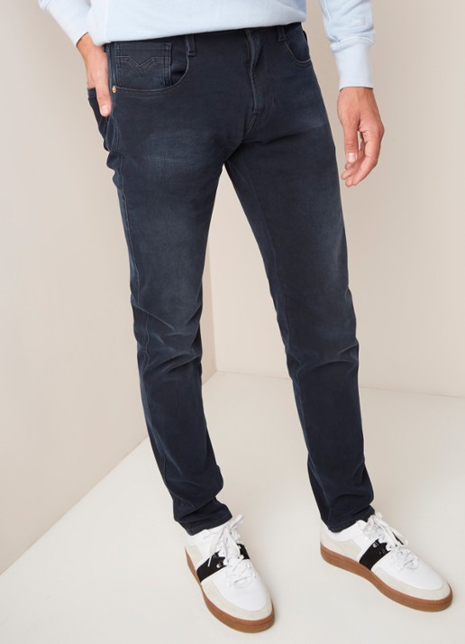 Replay Anbass Hyperflex+ tapered jeans met stretch - detail 3 indigo