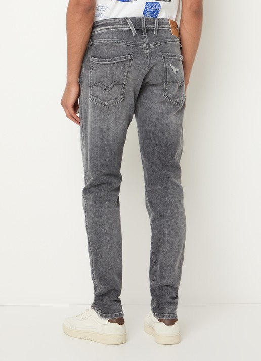 Replay Anbass slim fit jeans met destroyed afwerking - achterkant 5 grijs