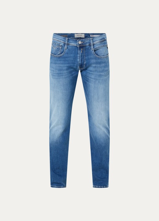 Replay Anbass slim fit jeans met medium wassing - voorkant indigo