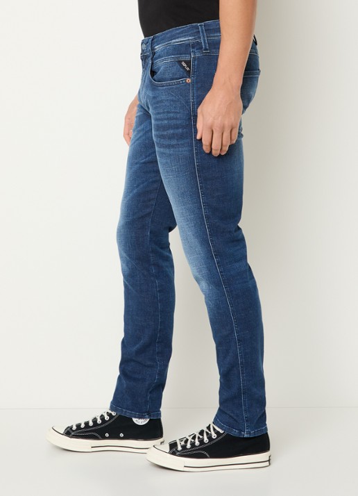 Replay Anbass slim fit jeans met medium wassing - detail 5 indigo