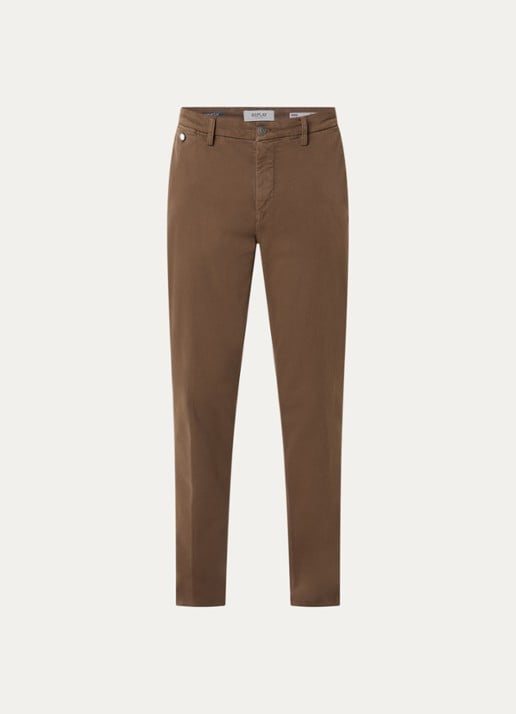 Replay Benini slim fit chino met steekzakken - voorkant lichtbruin