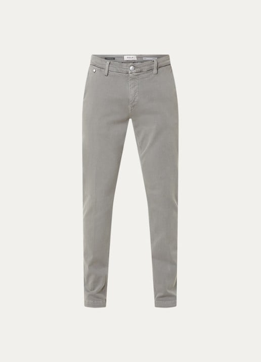 Replay Benni slim fit broek met steekzakken - voorkant lichtgrijs
