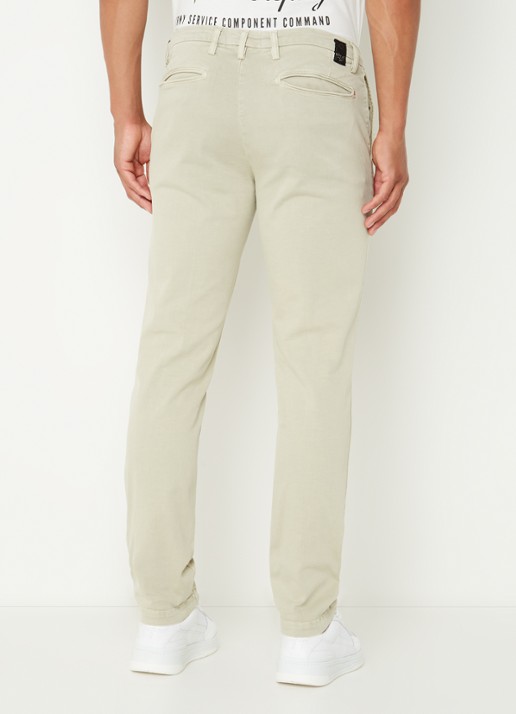 Replay Benni straight fit chino met steekzakken - achterkant 5 beige