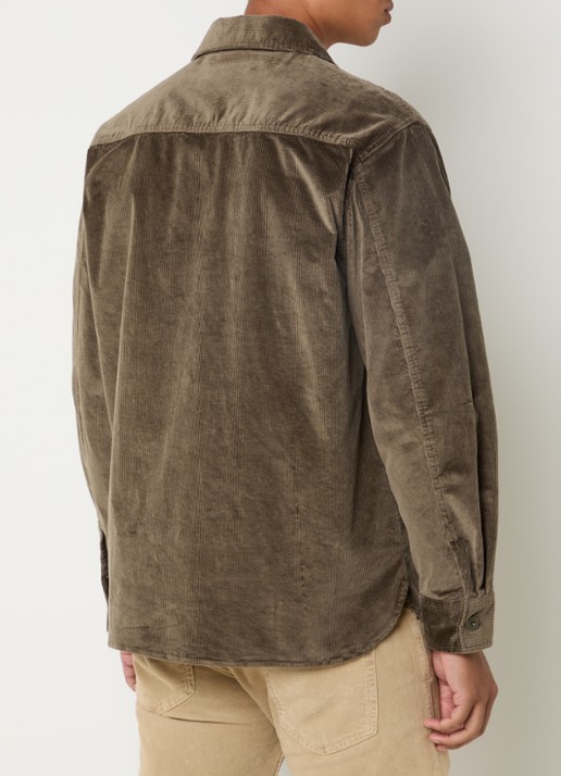 Replay Comfort fit overshirt van corduroy met borstzakken - achterkant bronsgroen