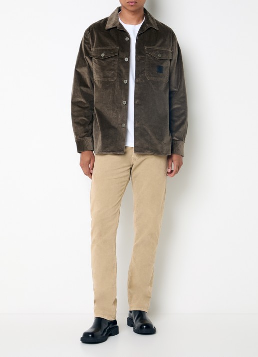 Replay Comfort fit overshirt van corduroy met borstzakken - voorkant 3 bronsgroen